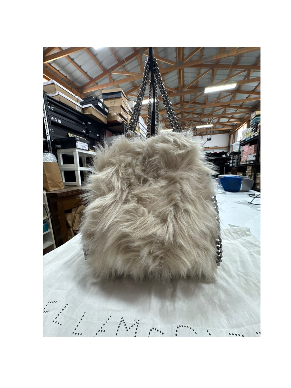 Stella McCartney White Faux Fur Falabella Mini Crossbody Bag EUC - Picture 1 of 9